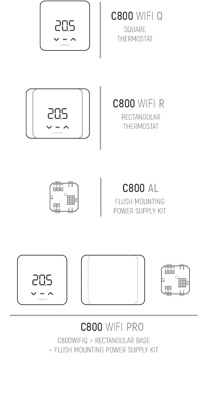 Fantini Cosmi C800WIFIPRO Cronotermostato Elettronico Led Smart A Parete O  Incasso